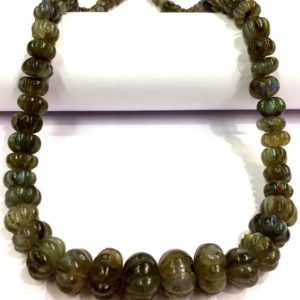 Shop Labradorite Rondelle Beads! Natural Labradorite Melon Shape Beads 8-10.MM Labradorite Carving Rondelle Beads Labradorite Carved Beads Labradorite Gemstone Beads. | Natural genuine rondelle Labradorite beads for beading and jewelry making.  #jewelry #beads #beadedjewelry #diyjewelry #jewelrymaking #beadstore #beading #affiliate #ad