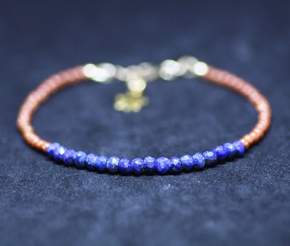 Goldstone And Natural Lapis Bracelet 14k Gold Filled ,9th Anniversary , December Birthstone , Healing Gem ,  From Canada, Layering, Stacking