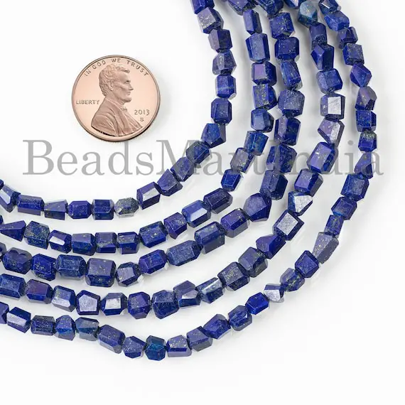 Lapis Lazuli Beads,  4x4.5-4x6 Mm Lapis Nugget Shape Beads, Lapis Faceted Beads, Lapis Nugget Gemstone Beads, Lapis Natural Faceted Beads