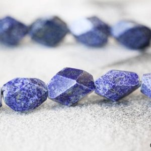 Shop Lapis Lazuli Chip & Nugget Beads! L/ Natural Lapis 13x17mm Faceted Nugget 15.5" Strand Size Varies Deep Blue Natural Lapis Lazuli Gemstone Nice Cut Nugget For All Jewelry | Natural genuine chip Lapis Lazuli beads for beading and jewelry making.  #jewelry #beads #beadedjewelry #diyjewelry #jewelrymaking #beadstore #beading #affiliate #ad