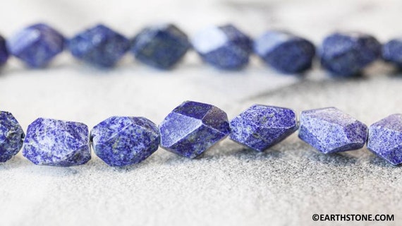 L/ Natural Lapis 13x17mm Faceted Nugget 15.5" Strand Size Varies Deep Blue Natural Lapis Lazuli Gemstone Nice Cut Nugget For All Jewelry