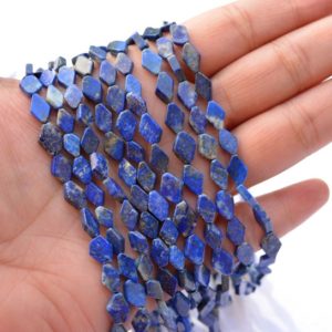 Shop Lapis Lazuli Chip & Nugget Beads! Natural Blue Lapis Lazuli Faceted Diamond Shape Gemstone Beads, Blue Lapis Nuggets, 7x10mm, Lapis Tumbles, 8 Inch Long Strand #PP3199 | Natural genuine chip Lapis Lazuli beads for beading and jewelry making.  #jewelry #beads #beadedjewelry #diyjewelry #jewelrymaking #beadstore #beading #affiliate #ad