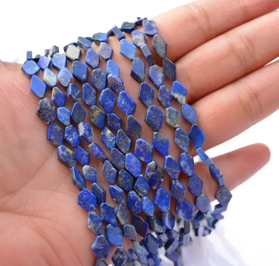 Natural Blue Lapis Lazuli Faceted Diamond Shape Gemstone Beads, Blue Lapis Nuggets, 7x10mm, Lapis Tumbles, 8 Inch Long Strand #pp3199