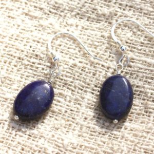Shop Lapis Lazuli Earrings! Earrings 925 sterling silver and Lapis Lazuli oval 14x10mm | Natural genuine Lapis Lazuli earrings. Buy crystal jewelry, handmade handcrafted artisan jewelry for women.  Unique handmade gift ideas. #jewelry #beadedearrings #beadedjewelry #gift #shopping #handmadejewelry #fashion #style #product #earrings #affiliate #ad