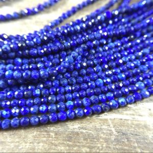 Shop Lapis Lazuli Faceted Beads! 2mm Faceted Lapis Round Beads AAA Micro Faceted Tiny Small Blue Lapis Lazuli Beads Gemstone Beads Supplies Jewelry Beads 15.5" Full Strand | Natural genuine faceted Lapis Lazuli beads for beading and jewelry making.  #jewelry #beads #beadedjewelry #diyjewelry #jewelrymaking #beadstore #beading #affiliate #ad