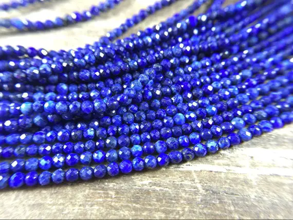 2mm Faceted Lapis Round Beads Aaa Micro Faceted Tiny Small Blue Lapis Lazuli Beads Gemstone Beads Supplies Jewelry Beads 15.5" Full Strand
