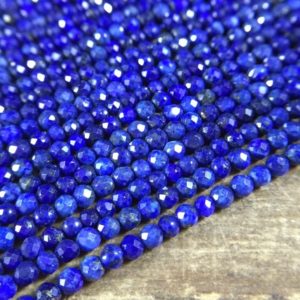 Shop Lapis Lazuli Faceted Beads! 4mm Faceted Lapis Round Beads AAA Micro Faceted Tiny Small Blue Lapis Lazuli Beads Gemstone Beads Supplies Jewelry Beads 15.5" Full Strand | Natural genuine faceted Lapis Lazuli beads for beading and jewelry making.  #jewelry #beads #beadedjewelry #diyjewelry #jewelrymaking #beadstore #beading #affiliate #ad