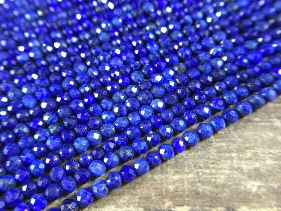 4mm Faceted Lapis Round Beads Aaa Micro Faceted Tiny Small Blue Lapis Lazuli Beads Gemstone Beads Supplies Jewelry Beads 15.5" Full Strand