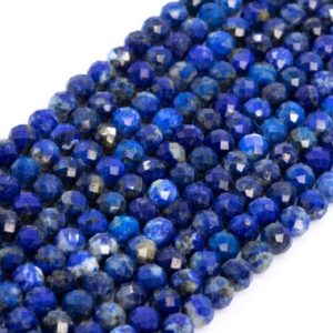 Shop Lapis Lazuli Faceted Beads! Genuine Natural Royal Blue Lapis Lazuli Loose Beads Afghanistan Grade A Faceted Round Shape 5mm | Natural genuine faceted Lapis Lazuli beads for beading and jewelry making.  #jewelry #beads #beadedjewelry #diyjewelry #jewelrymaking #beadstore #beading #affiliate #ad