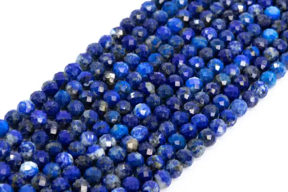 Genuine Natural Royal Blue Lapis Lazuli Loose Beads Afghanistan Grade A Faceted Round Shape 5mm