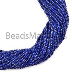 Shop Lapis Lazuli Faceted Beads! Lapis Lazuli Faceted Rondelle Indian Cut Beads, Lapis Lazuli Beads, Lapis Faceted Beads, Lapis Rondelle(2-2.25mm) Beads,Natural Beads | Natural genuine faceted Lapis Lazuli beads for beading and jewelry making.  #jewelry #beads #beadedjewelry #diyjewelry #jewelrymaking #beadstore #beading #affiliate #ad