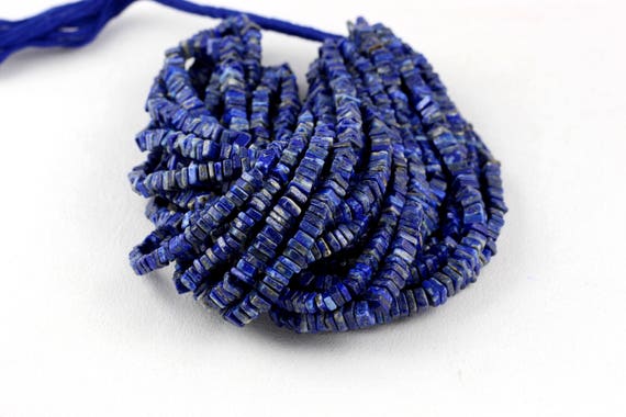 1 Strand Aaa Natural Lapis Heishi Beads Gemstone Lapis Heishi Beads Measurement 4-5.5mm - Lapis Heishi Cut Beads Strand 16 Inch Square Beads