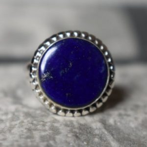 Shop Lapis Lazuli Rings! 925 silver natural lapis ring-lapis lazuli ring-blue lapis ring-natural blue lapis ring-round shape lapis ring-natural lapis lazuli ring | Natural genuine Lapis Lazuli rings, simple unique handcrafted gemstone rings. #rings #jewelry #shopping #gift #handmade #fashion #style #affiliate #ad