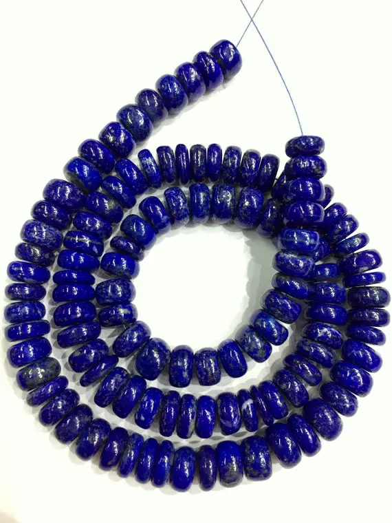 Aaa Quality~~natural Gorgeous Lapis Lazuli Smooth Rondelle Beads Hand Polished Beads Lapis Gemstone Beads Jewelry Making Wholesale Beads