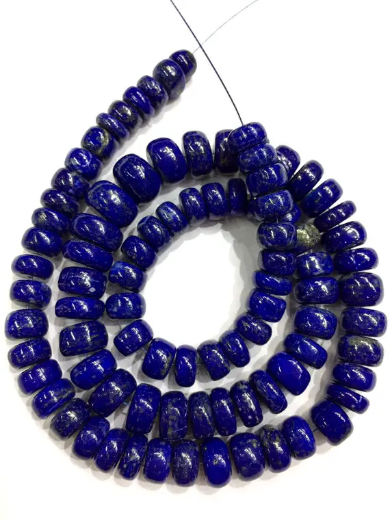 Aaa Quality~~natural Lapis Lazuli Smooth Rondelle Beads Gorgeous Hand Polished Beads Lapis Smooth Gemstone Beads Wholesale Gemstone Beads