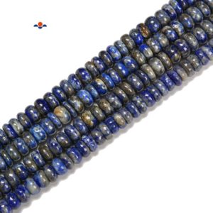 Shop Lapis Lazuli Rondelle Beads! Low Grade Natural Lapis Smooth Rondelle Beads Size 4x6mm 5x8mm 6x10mm 15.5'' Str | Natural genuine rondelle Lapis Lazuli beads for beading and jewelry making.  #jewelry #beads #beadedjewelry #diyjewelry #jewelrymaking #beadstore #beading #affiliate #ad