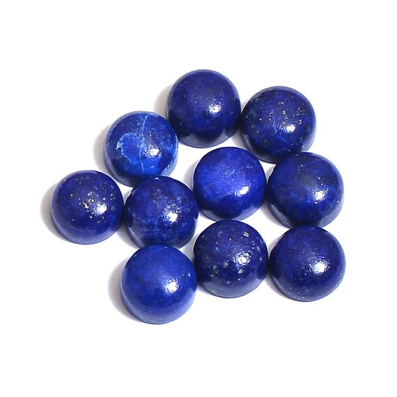 Lapis Lazuli Gemstone 9mm Round Smooth Cabochon Lot | Aaa+ Blue Lapis Natural Semi Precious Gemstone Loose Flat Back Cabochon For Jewelry
