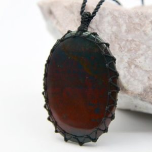 Shop Bloodstone Necklaces! Large Bloodstone Necklace, Men's Pendant Necklace, Blood Stone Jewelry, Unique Birthday Gifts for Him, Protection Amulet | Natural genuine Bloodstone necklaces. Buy crystal jewelry, handmade handcrafted artisan jewelry for women.  Unique handmade gift ideas. #jewelry #beadednecklaces #beadedjewelry #gift #shopping #handmadejewelry #fashion #style #product #necklaces #affiliate #ad