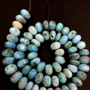 Shop Larimar Faceted Beads! Natural Larimar Blue Beads Larimar Gemstone Beads Larimar Faceted Rondelle Beads 11.MM Beads 18" Strand Top Quality | Natural genuine faceted Larimar beads for beading and jewelry making.  #jewelry #beads #beadedjewelry #diyjewelry #jewelrymaking #beadstore #beading #affiliate #ad