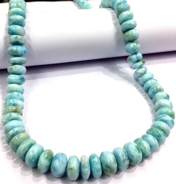Aaa Quality~~natural Larimar Smooth Rondelle Beads Real Larimar Beads Larimar Gemstone Beads Larimar Necklace Wholesale Larimar Strand.