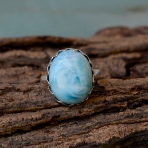 Shop Larimar Rings! Dominican Larimar Gemstone Ring, Designer Statement Ring, 925 Sterling Silver Ring, Larimar Designer Ring ,Oval Pectolite Larimar Ring | Natural genuine Larimar rings, simple unique handcrafted gemstone rings. #rings #jewelry #shopping #gift #handmade #fashion #style #affiliate #ad
