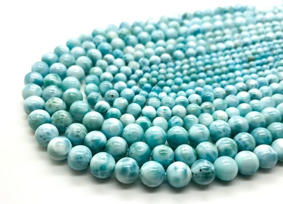 Aaa Genuine High Quality Larimar Smooth Round Sphere 4mm 6mm 8mm Loose Gemstone Beads - Pg311h (pick Your Own Strand)