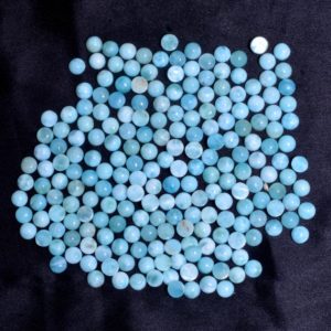 Shop Larimar Round Beads! Natural Larimar 4mm Round Cabochons | AAA+ Larimar Gemstone Smooth Flat Back Loose Cabs | Larimar Cabs Loose Semi Precious Cabochons Lot | Natural genuine round Larimar beads for beading and jewelry making.  #jewelry #beads #beadedjewelry #diyjewelry #jewelrymaking #beadstore #beading #affiliate #ad