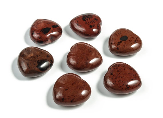 Mahogany Obsidian Heart Gemstone - Mahogany Obsidian Crystal Pocket Stone - Obsidian Touchstone - Crystal Healing – 3cm - He1165
