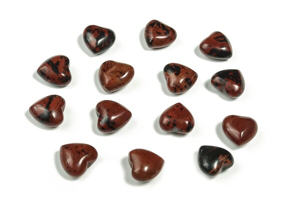 Mahogany Obsidian Heart Gemstone - Puffy Protection Heart Stones - Mahogany Obsidian Crystal Hearts - Crystal Healing - 15x15x9mm – He1016