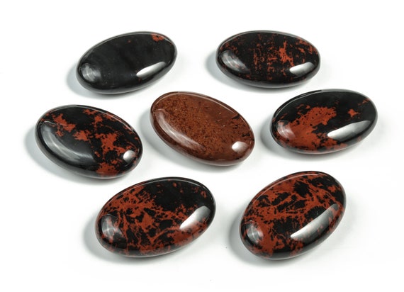 Mahogany Obsidian Palm Stone - Obsidian Pocket Stone Healing Crystal - Mahogany Obsidian Crystal - Smooth Stone Gemstone – 45x35mm - Pa1008