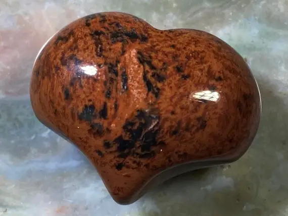 Mahogany Obsidian Puffy Heart, Pocket, Worry, Healing Stone With Positive Healing Energy!
