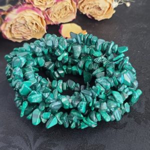 Malachite Crystal Bracelet, Choose Quantity, 5 – 8 mm Chip Nugget Beads On Stretchy String, Perfect for Gifts, Meditation or Crystal Healing | Natural genuine Gemstone bracelets. Buy crystal jewelry, handmade handcrafted artisan jewelry for women.  Unique handmade gift ideas. #jewelry #beadedbracelets #beadedjewelry #gift #shopping #handmadejewelry #fashion #style #product #bracelets #affiliate #ad