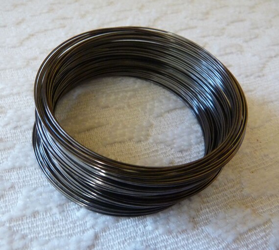 20/50x Black Round Memory Bracelet Wire, Steel 0.6x55mm Gun Metal Beading Wire
