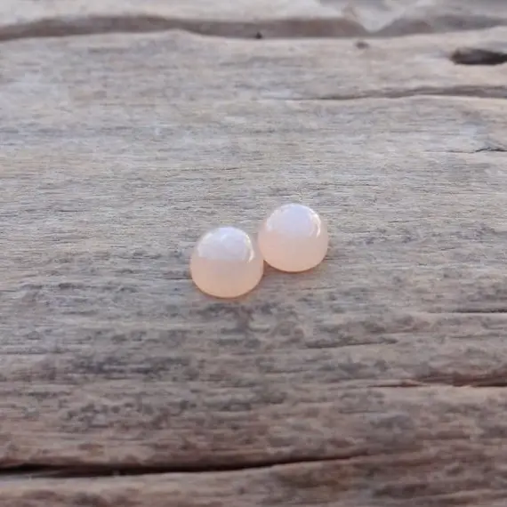 Pair Small Peach Moonstone Round Cabochons 5x4mm, Natural Moonstone Gemstone Cabochon, Natural Pair Small Peach Moonstone Cabochon