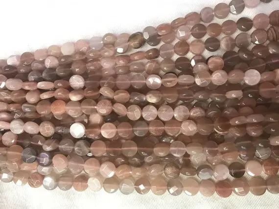 Genuine Faceted Multicolor Moonstone 8mm - 16mm Flat Round Cut Natural Loose Coin Beads 15 Inch Jewelry Bracelet Necklace Material Supply
