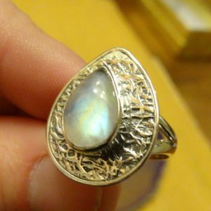 Sterling Silver Natural Moonstone Gemstone Ring Size 7 – Sterling Silver Ring – Gemstone Ring – Boho chic – Natural Stone  Ring size 7 | Natural genuine Gemstone rings, simple unique handcrafted gemstone rings. #rings #jewelry #shopping #gift #handmade #fashion #style #affiliate #ad