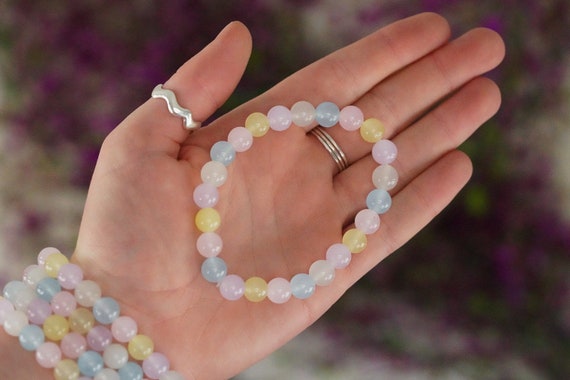Morganite 8mm Beads Stone Crystal Bracelet