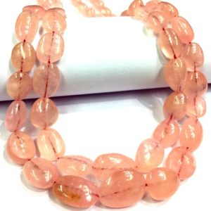 Shop Morganite Chip & Nugget Beads! AAA+ QUALITY~~Great Luster~~Natural Pink Morganite Smooth Nuggets Beads Necklace Smooth Polished Nugget Shape Beads Morganite Gemstone Beads | Natural genuine chip Morganite beads for beading and jewelry making.  #jewelry #beads #beadedjewelry #diyjewelry #jewelrymaking #beadstore #beading #affiliate #ad