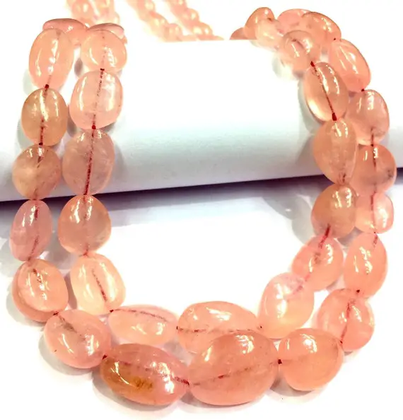 Aaa+ Quality~~great Luster~~natural Pink Morganite Smooth Nuggets Beads Necklace Smooth Polished Nugget Shape Beads Morganite Gemstone Beads