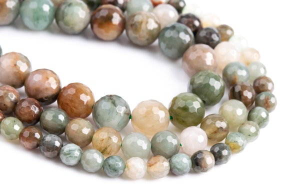 Genuine Natural Multicolor Moss Agate Loose Beads Micro Faceted Round Shape 6mm 8mm 10mm