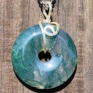 Shop Moss Agate Necklaces! Moss Agate Donut, Healing Stone Necklace with Positive Energy! | Natural genuine Moss Agate necklaces. Buy crystal jewelry, handmade handcrafted artisan jewelry for women.  Unique handmade gift ideas. #jewelry #beadednecklaces #beadedjewelry #gift #shopping #handmadejewelry #fashion #style #product #necklaces #affiliate #ad