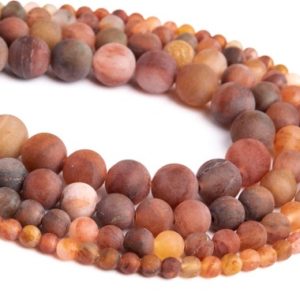 Shop Moss Agate Round Beads! Genuine Natural Matte Orange Red Moss Agate Loose Beads Round Shape 6mm 8mm 10mm | Natural genuine round Moss Agate beads for beading and jewelry making.  #jewelry #beads #beadedjewelry #diyjewelry #jewelrymaking #beadstore #beading #affiliate #ad