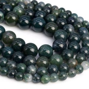 Shop Moss Agate Round Beads! Genuine Natural Botanical Moss Agate Loose Beads Round Shape 6mm 8mm 10mm 12mm 15mm | Natural genuine round Moss Agate beads for beading and jewelry making.  #jewelry #beads #beadedjewelry #diyjewelry #jewelrymaking #beadstore #beading #affiliate #ad