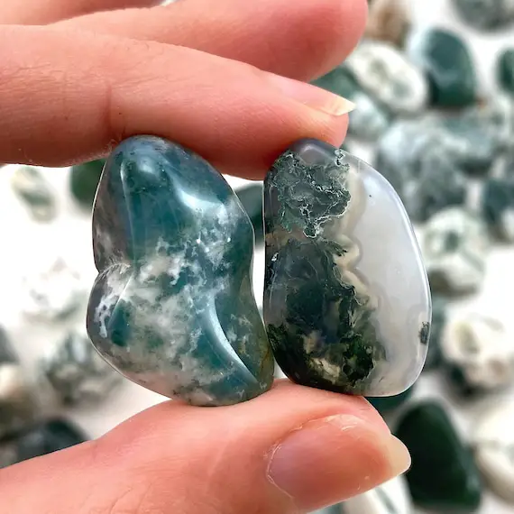 20g Of Moss Agate, Mini Tumbled Stones, Tumbled Crystal, Tumbled Moss Agate, Moss Agate