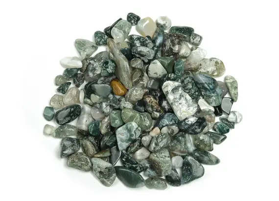 Moss Agate Chips – Gemstone Chips – Crystal Semi Tumbled Chips - Bulk Crystal - 7-15mm - Cp1067