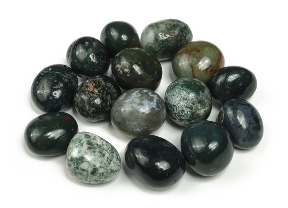 Moss Agate Tumbled Stone - India Agate - Gemstones For Crystal Healing –  Tu1121
