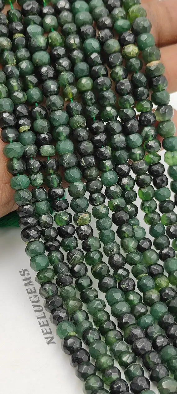 Natural Green Emerald Faceted Rondelle Shape Gemstone Beads,emerald Micro Cut Faceted Beads,green Emerald Beads For Jewelry Making Designs