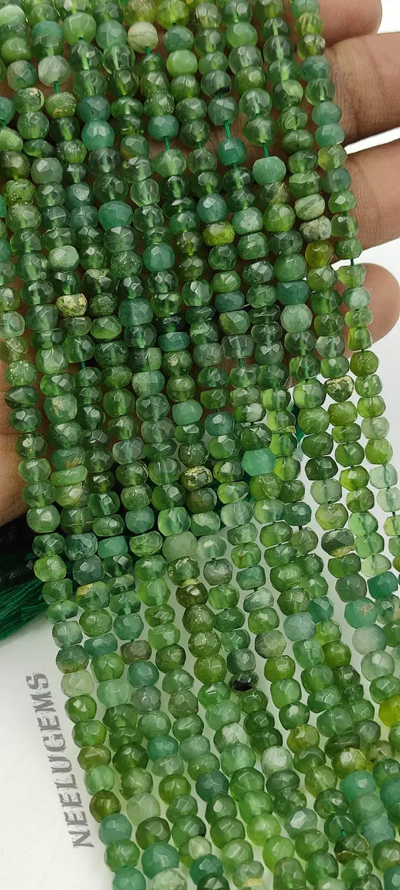 Aaa+ Natural Green Serpentine Faceted Rondelle Shape Gemstone Beads,serpentine Rondelle Beads,5-6 Mm Serpentine Bead For Handmade Jewelry
