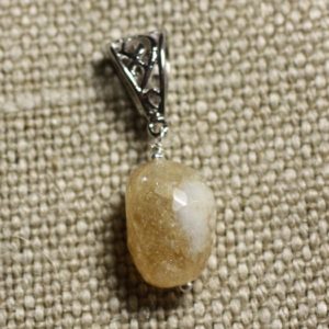 Shop Citrine Pendants! Collier Pendentif Pierre – Citrine Olive Facettée 17mm N2 | Natural genuine Citrine pendants. Buy crystal jewelry, handmade handcrafted artisan jewelry for women.  Unique handmade gift ideas. #jewelry #beadedpendants #beadedjewelry #gift #shopping #handmadejewelry #fashion #style #product #pendants #affiliate #ad
