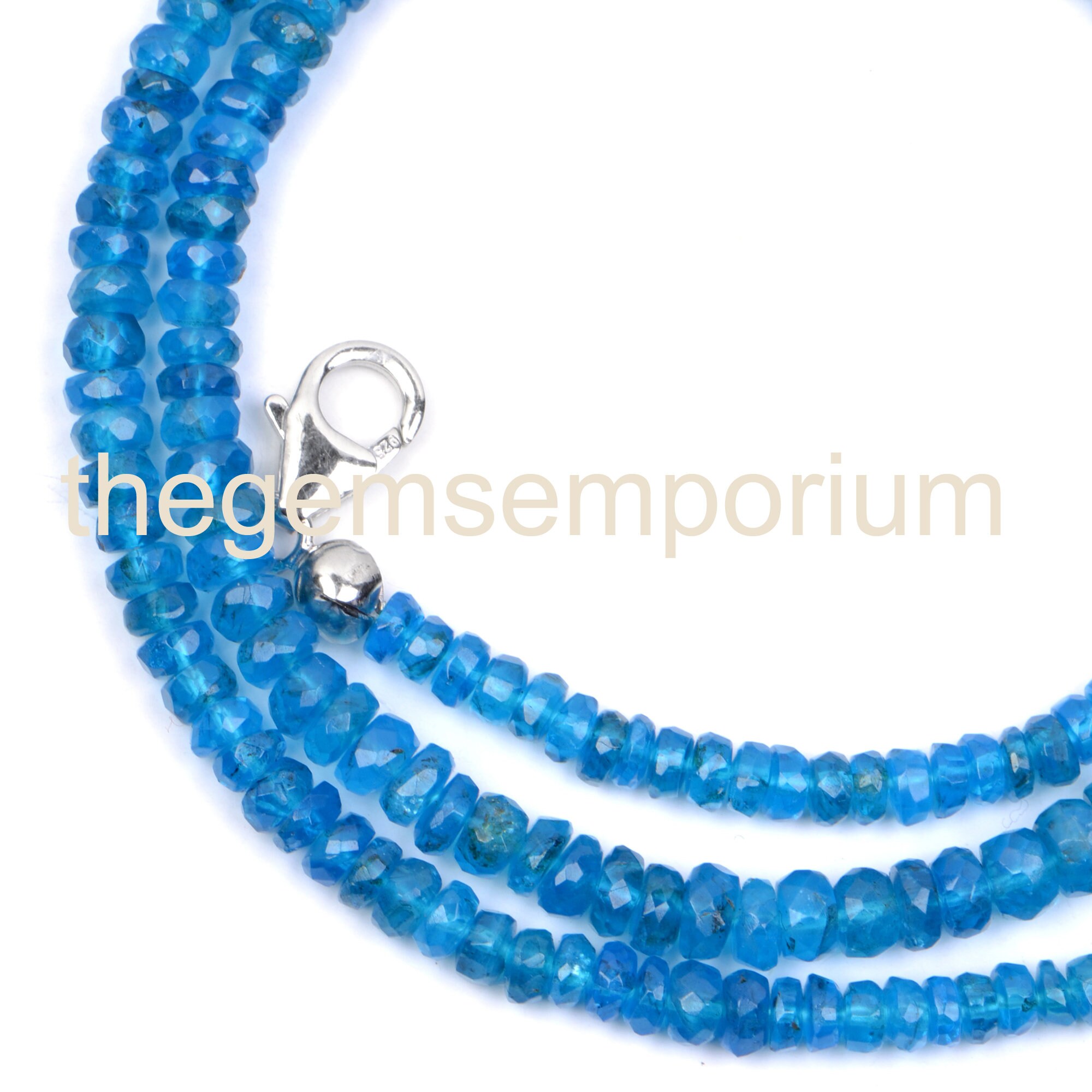 Neon Apatite Faceted Rondelle Necklace (3.5-5mm)with Silver Hook,neon Apatite Faceted Rondelle  Necklace Beads,neon Apatite Rondelle Beads